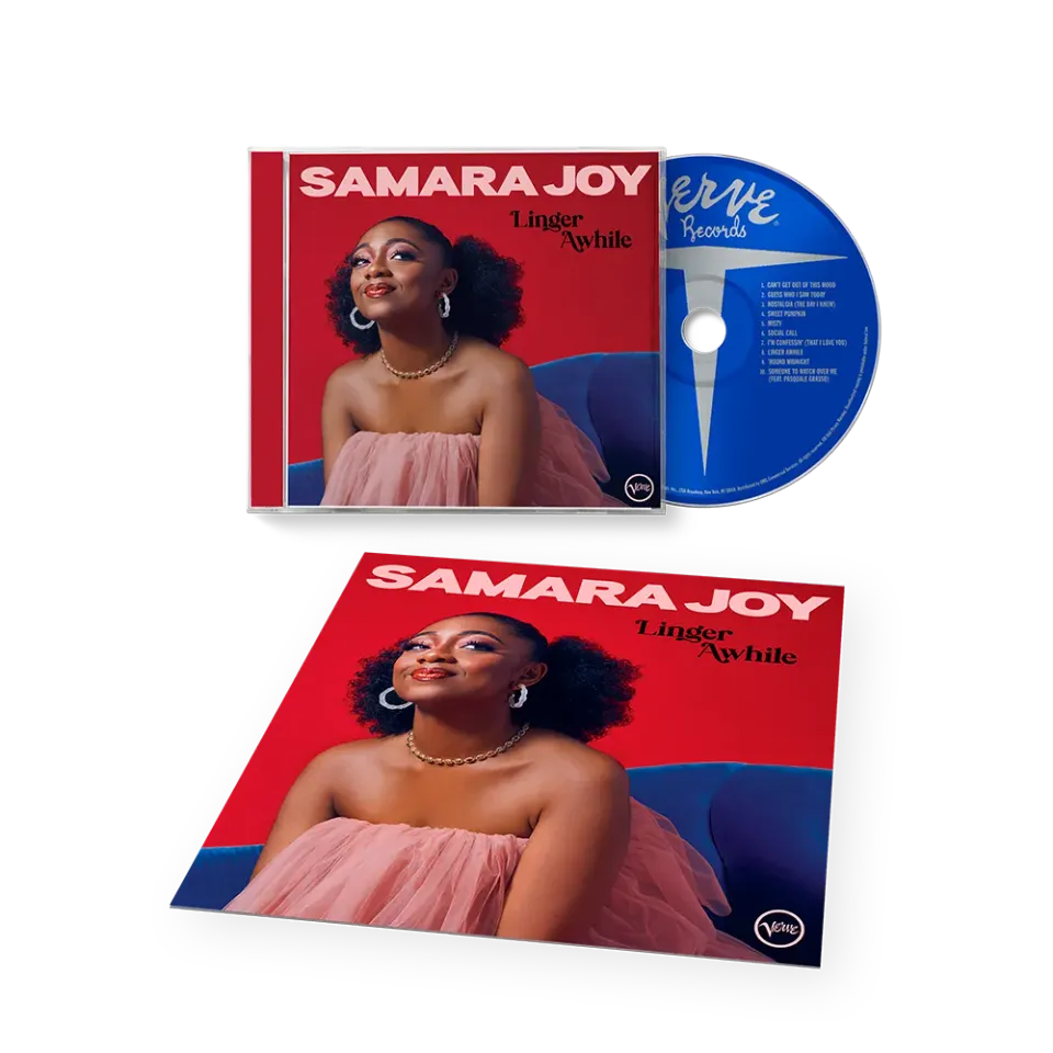 Verve Samara Joy Linger Awhile CD signert art card