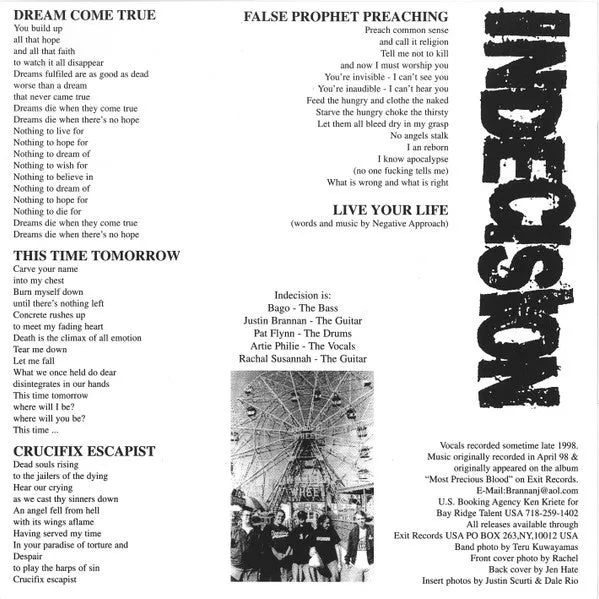 Indecision To Starve And Steal In New York City 7" EP ltd