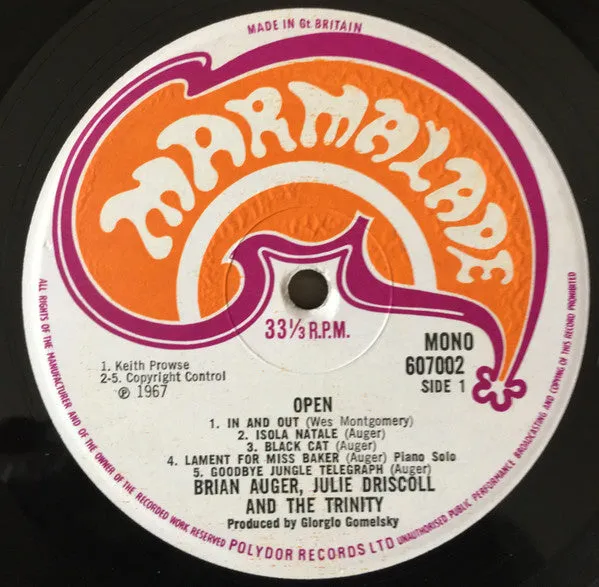 Brian Auger Open LP vinyl mono brukt psykedelisk