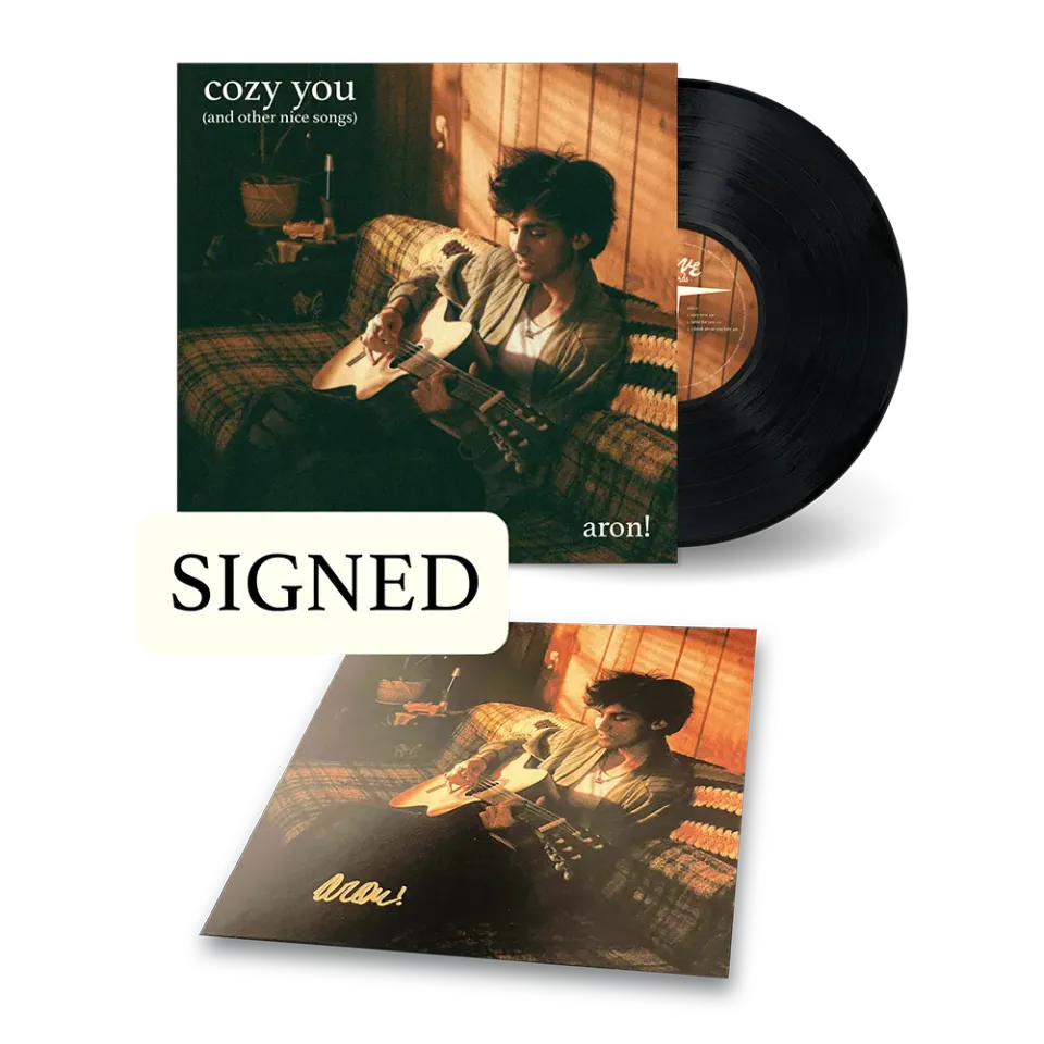 aron! cozy you vinylplate LP signert art card