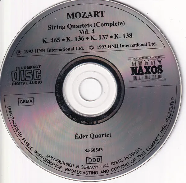 Mozart Éder Quartet Strykekvartetter Vol.4 CD brukt