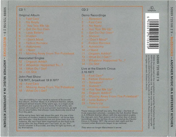 Buzzcocks Another Music Different Kitchen 2CD remaster