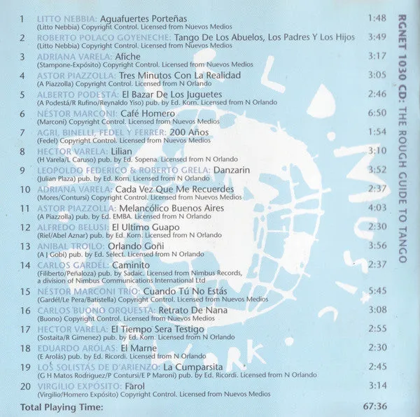 Rough Guide Tango samle-CD brukt 20 spor 1999