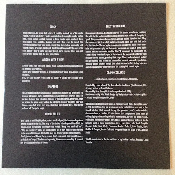 Grand Collapse Far From The Callous Crowd LP vinyl brukt