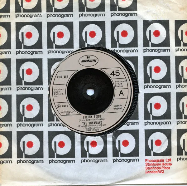 The Runaways Cherry Bomb 7" singel brukt hardrock