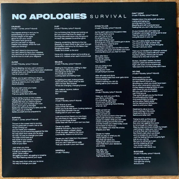 No Apologies Survival LP brukt hardcore blå