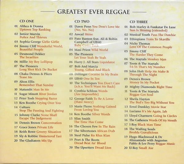 Various Greatest Ever Reggae 3CD boks brukt