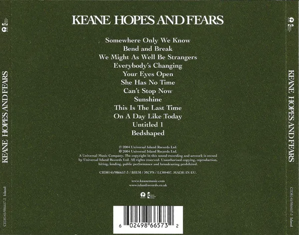 Keane Hopes And Fears CD spesialutgave brukt britpop