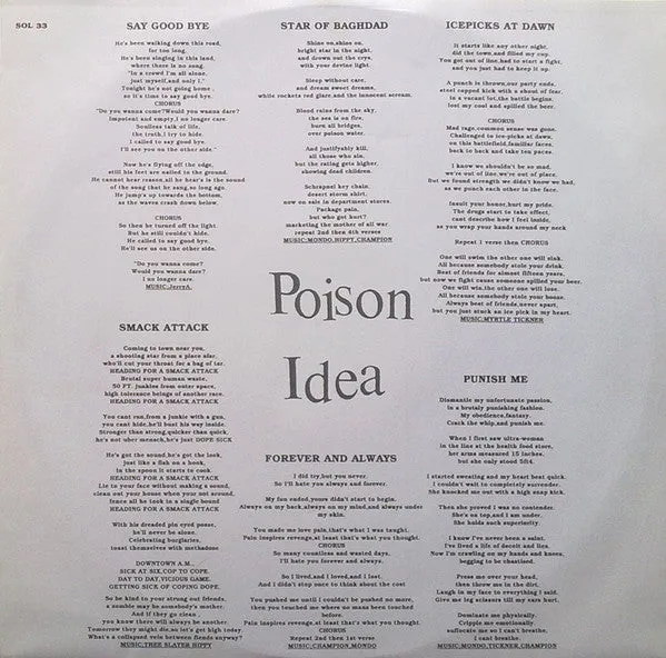 Poison Idea Blank Blackout Vacant vinylplate brukt VG punk