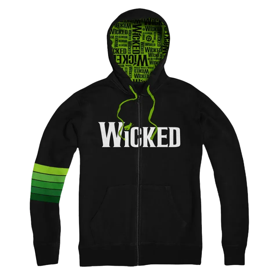 Wicked Stripe Logo hettejakke glidelås svart
