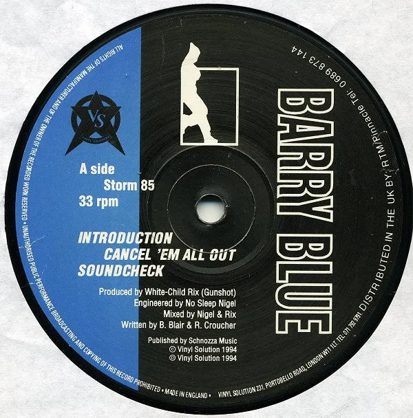 Barry Blue Cancel 'Em All Out 12" vinyl brukt britcore