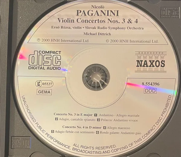 Paganini Fiolinkonsert 3 og 4 CD brukt romantisk