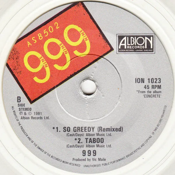 999 Indian Reservation 7" singel brukt klar vinyl punk