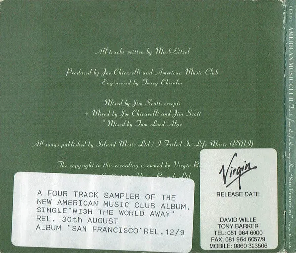 American Music Club San Francisco CD promo brukt