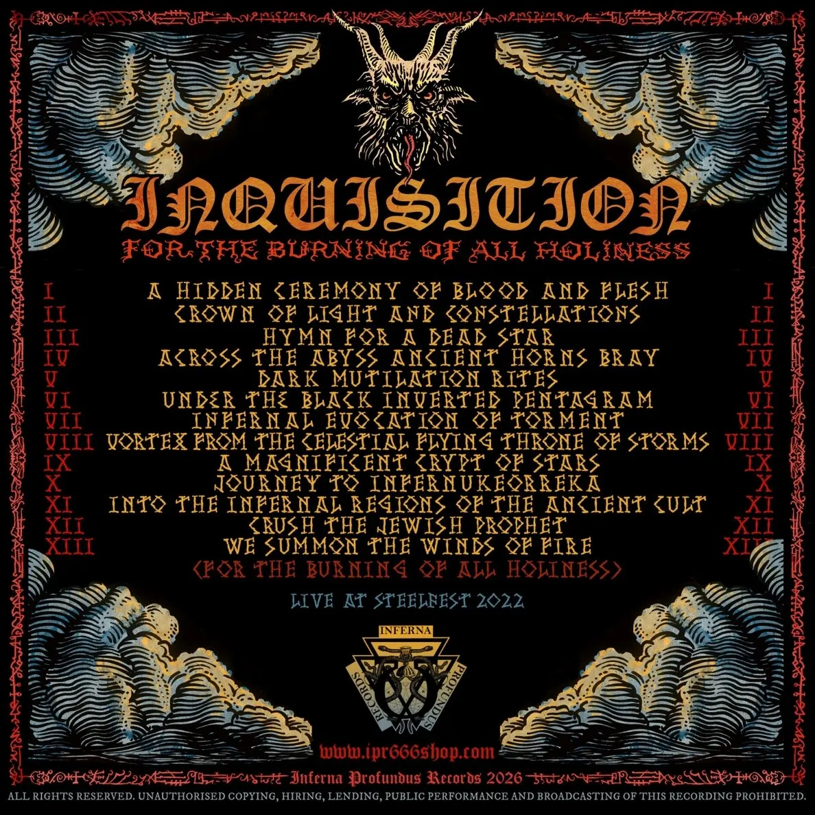 Inquisition For The Burning Of All Holiness CD liveplate