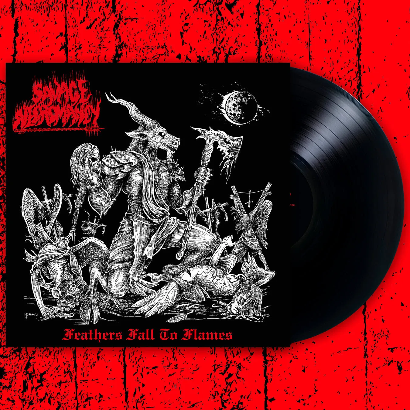 Savage Necromancy Feathers Fall To Flames LP vinyl black metal