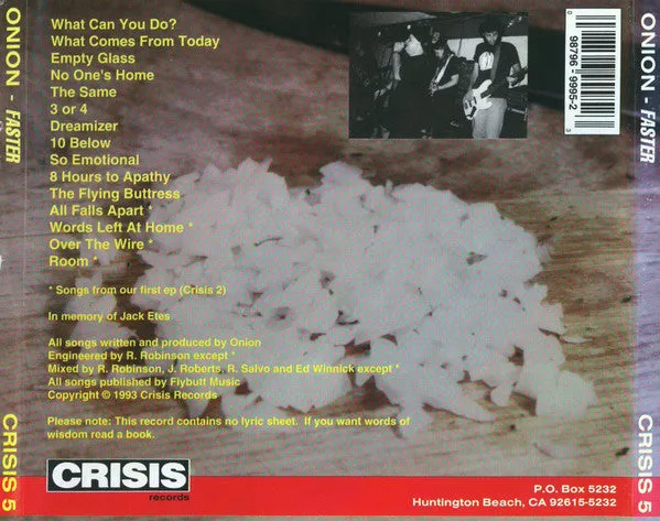 Onion Faster CD album alternativ rock