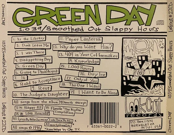 Green Day 1039 Smoothed Out Slappy Hours CD brukt
