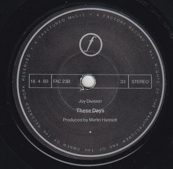 Joy Division Love Will Tear Us Apart 7" vinyl FAC 23 brukt UK