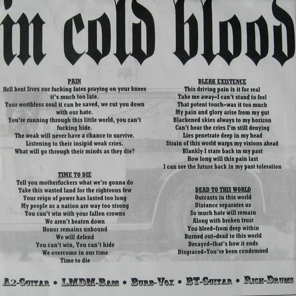 In Cold Blood 7" vinyl EP brukt hardcore 1997