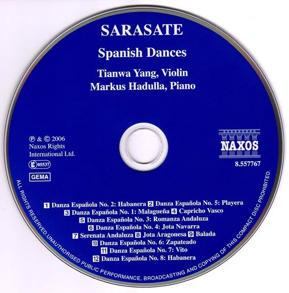 Sarasate Yang Hadulla Spanish Dances CD brukt romantisk