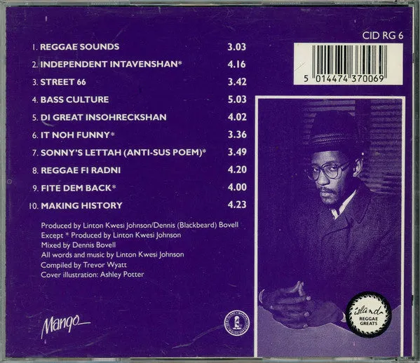 Linton Kwesi Johnson Reggae Greats CD brukt dub poetry