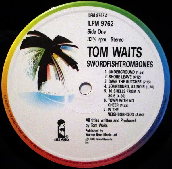 Tom Waits Swordfishtrombones vinyl LP brukt – 1987