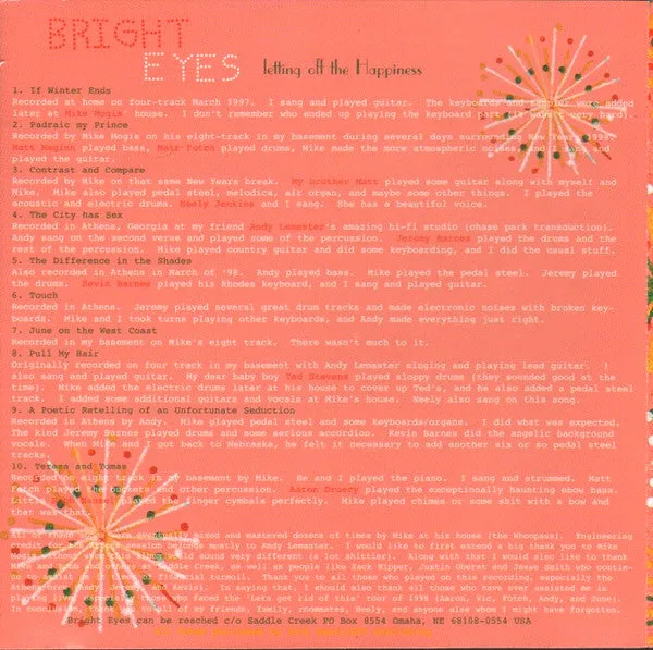 Bright Eyes Letting Off The Happiness CD repress lo-fi