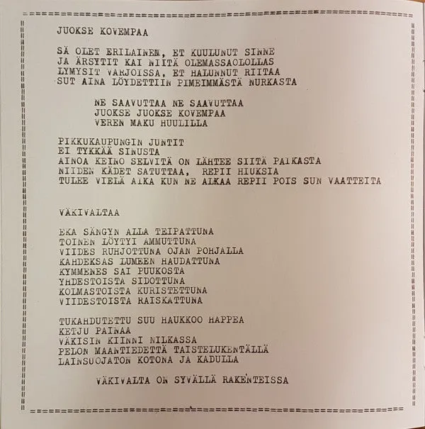 Kohti Tuhoa Väkivaltaa 7" EP blå vinyl brukt