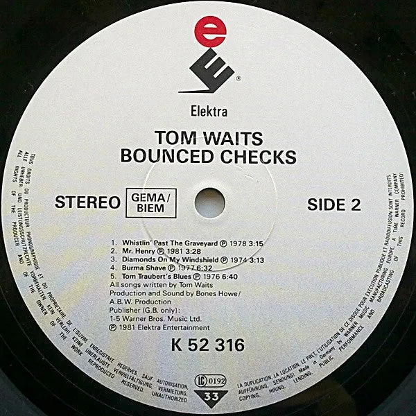 Tom Waits Bounced Checks LP vinyl brukt gjenutgivelse