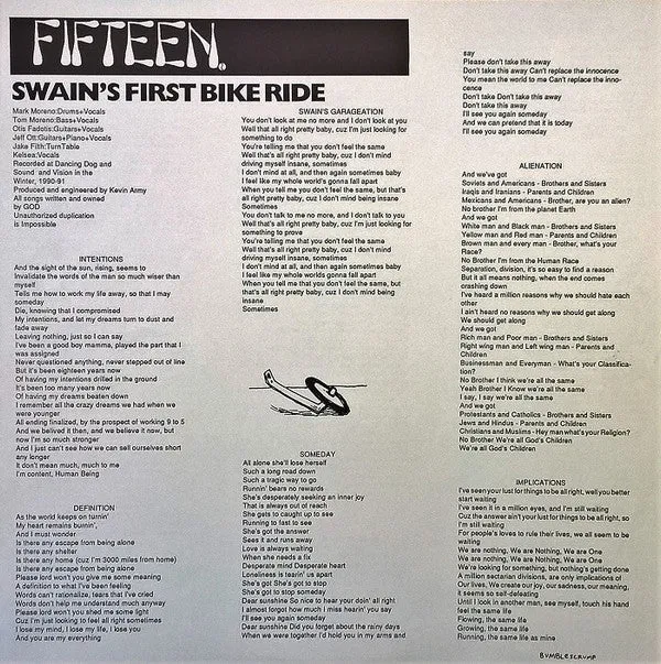 Fifteen Swain's First Bike Ride LP brukt vinyl punk VG+