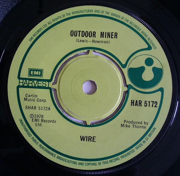 Wire Outdoor Miner HAR 5172 7" singel brukt UK 1979