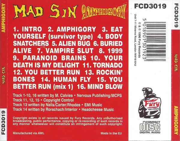 Mad Sin Amphigory CD brukt reissue 1996