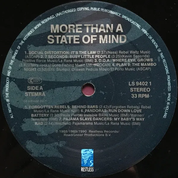 Various More Than A State Of Mind LP brukt punk