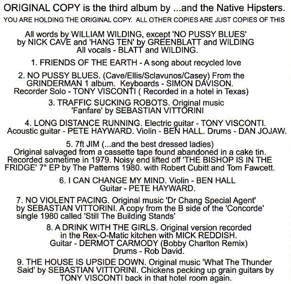 And The Native Hipsters Original Copy CD brukt