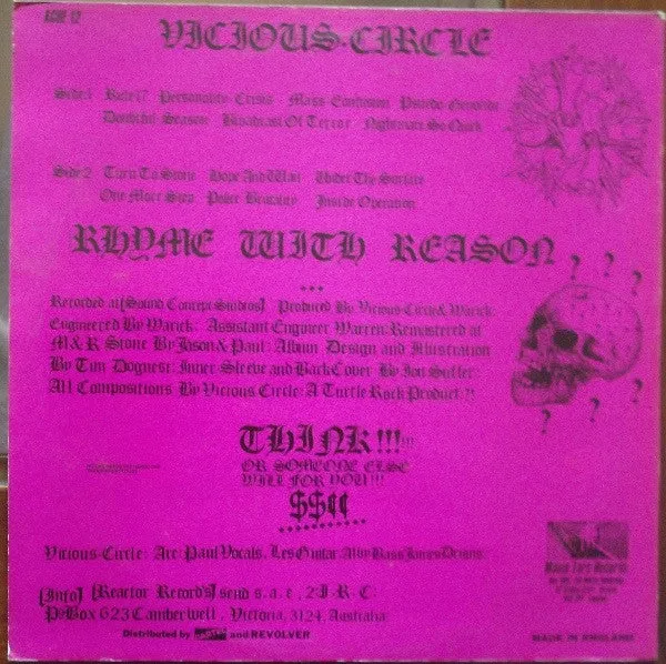 Vicious Circle Rhyme With Reason LP vinyl brukt 1987