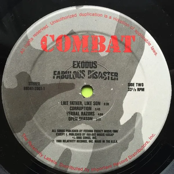 Exodus Fabulous Disaster LP brukt thrash HAU