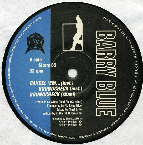 Barry Blue Cancel 'Em All Out 12" vinyl brukt britcore