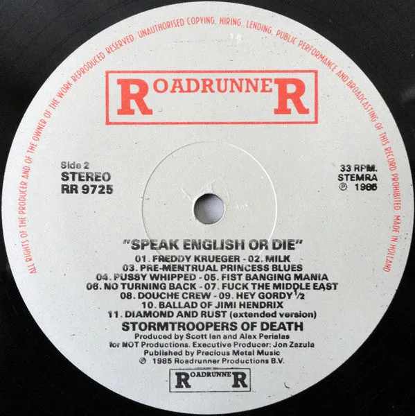 S.O.D. Speak English Or Die vinyl LP brukt thrash