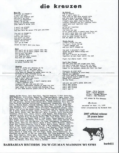 Die Kreuzen Cows And Beer 7" vinyl hvit hardcore