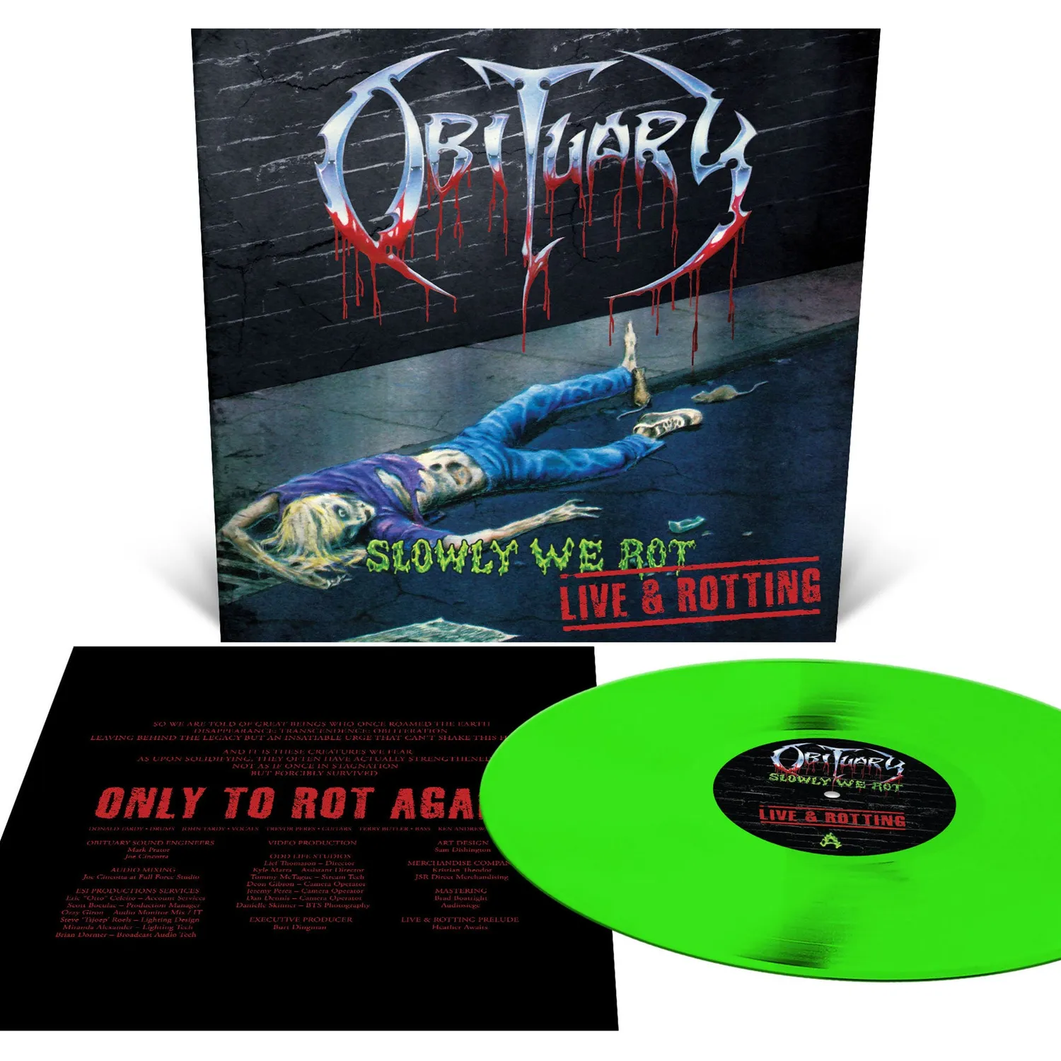 Obituary Slowly We Rot Live LP slime green vinyl