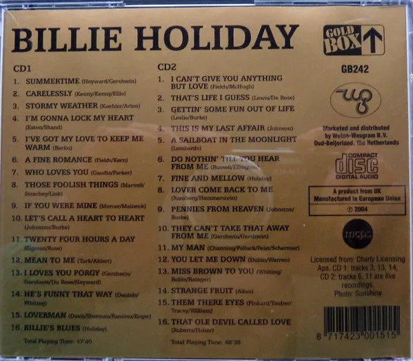 Billie Holiday Stormy Weather 2xCD brukt samling jazz