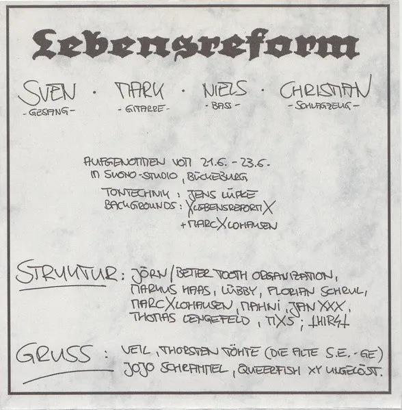 Lebensreform Licht Luft Leben 7" EP brukt hardcore