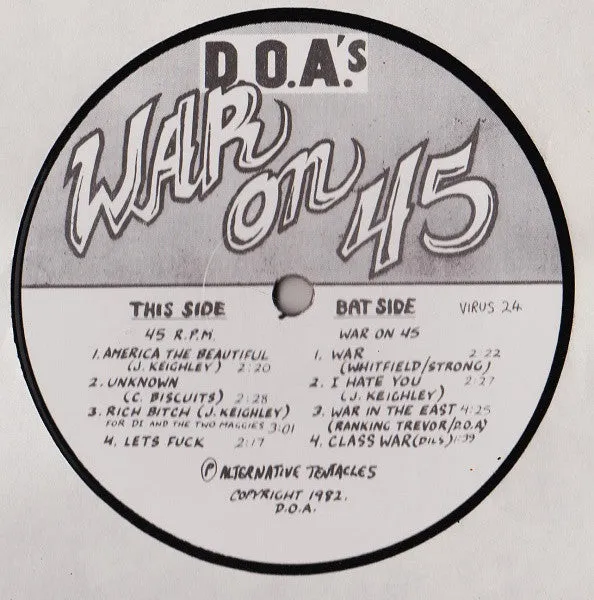 D.O.A. War On 45 12" EP brukt punk