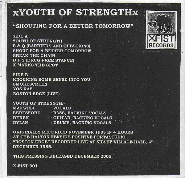Youth Of Strength Shouting For A Better Tomorrow 7" vinyl brukt hardcore