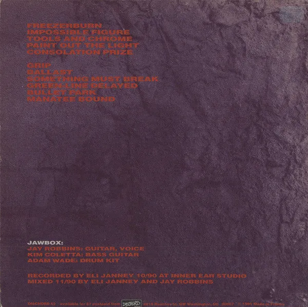 Jawbox Grippe LP brukt post-hardcore
