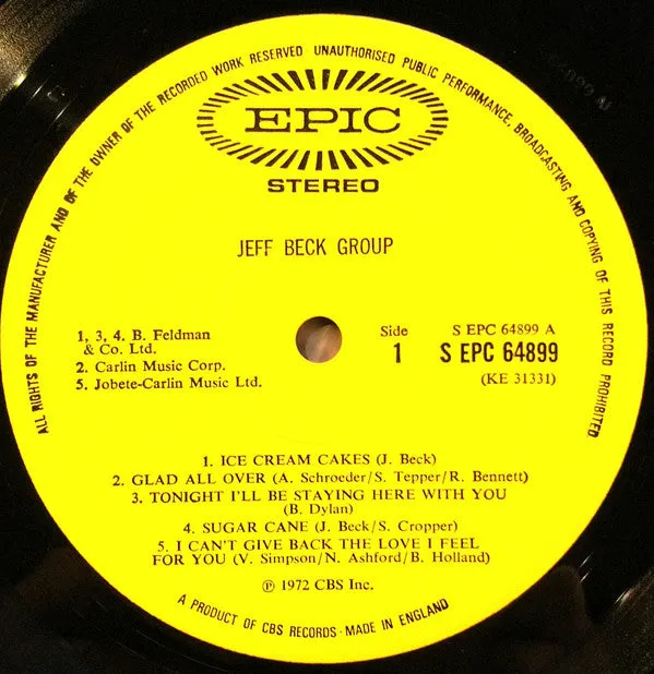 Jeff Beck Group Jeff Beck Group vinylplate brukt 1972 bluesrock