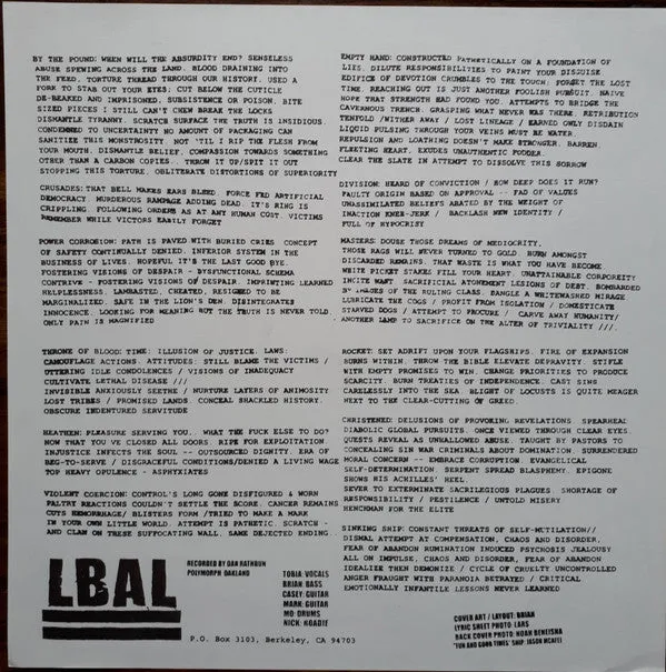 Look Back And Laugh 12" vinyl album brukt hardcore punk