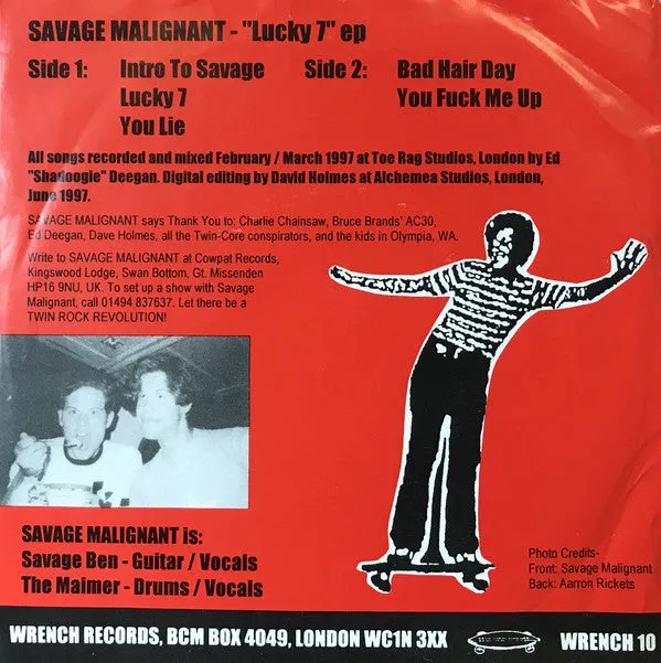 Savage Malignant Lucky 7 7" EP vinyl brukt punk