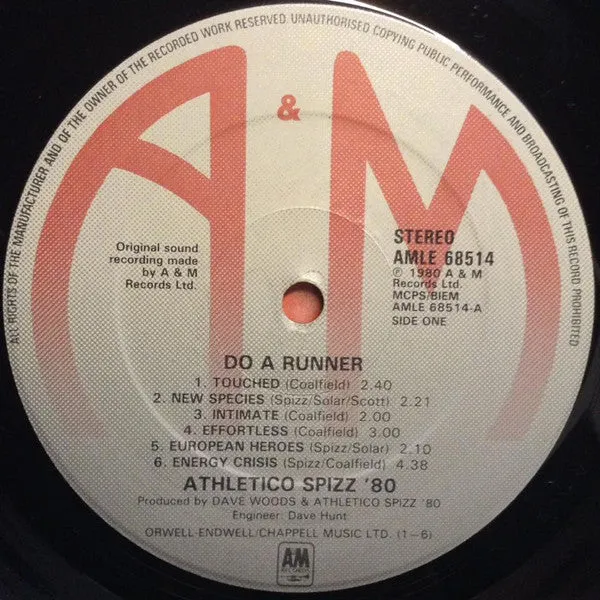 Athletico Spizz 80 Do A Runner vinyl LP brukt new wave